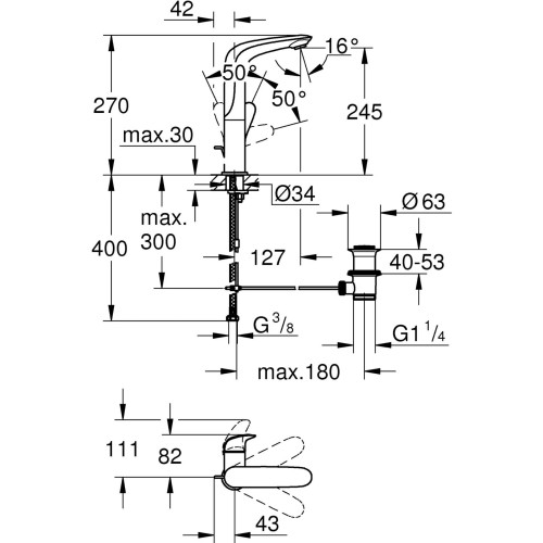 Bateria umywalkowa GROHE EUROSTYLE chrom 23718003
