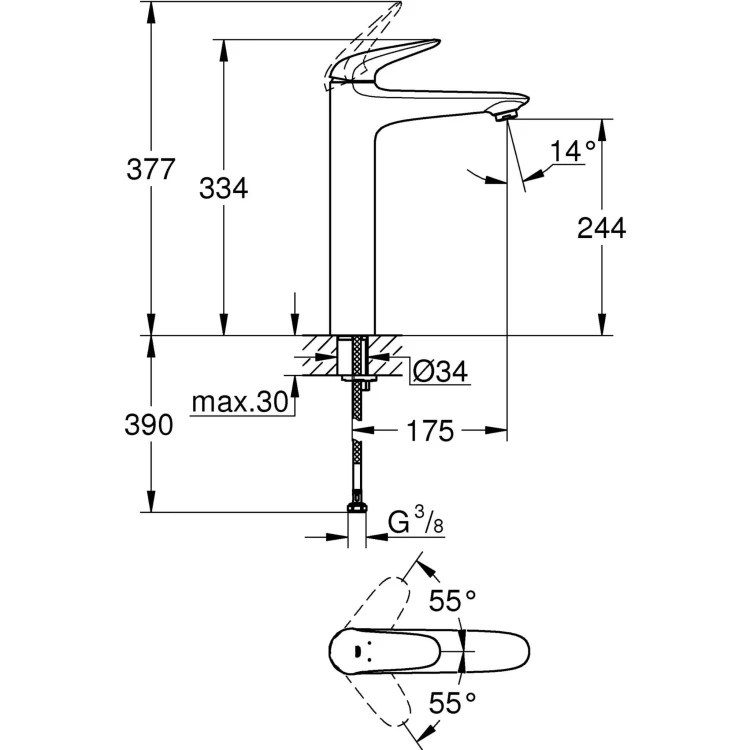 Bateria umywalkowa GROHE EUROSTYLE chrom 23719003