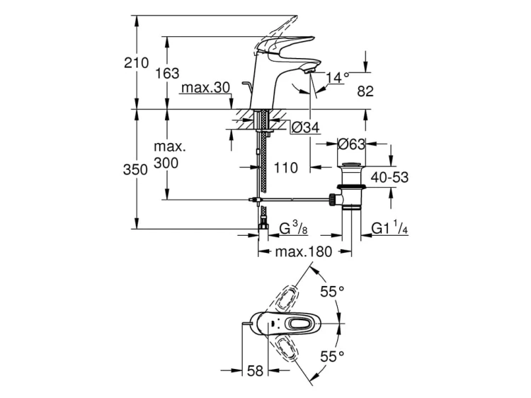 Bateria umywalkowa GROHE EUROSTYLE chrom 33558003