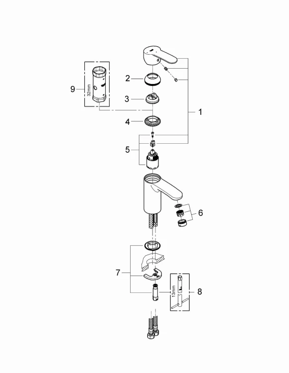 Bateria umywalkowa GROHE EUROSTYLE bez korka, chrom 2337320E