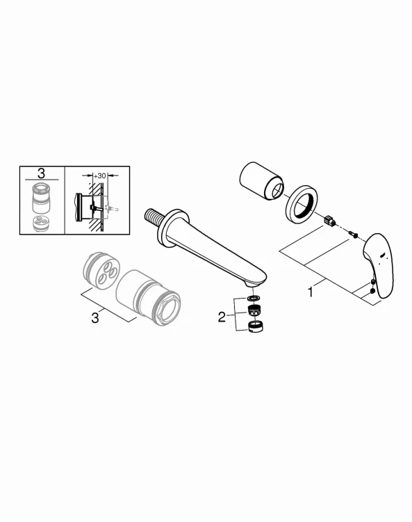 Bateria umywalkowa GROHE EUROSTYLE podtynkowa, chrom 29097003