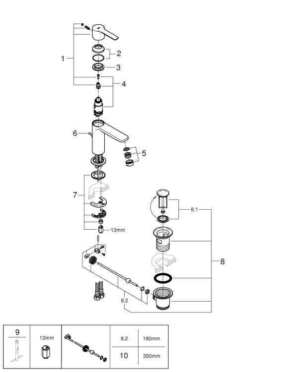 Bateria umywalkowa GROHE LINEARE stal nierdzewna 32109DC1