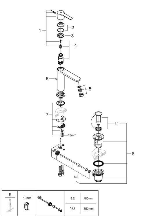 Bateria umywalkowa GROHE LINEARE stal nierdzewna 32114DC1