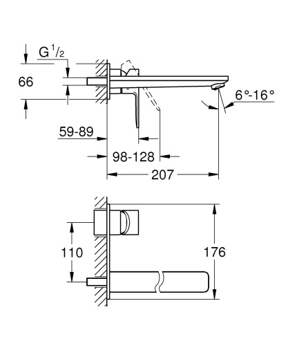 Bateria umywalkowa GROHE LINEARE podtynkowa, stal nierdzewna 23444DC1