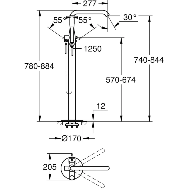 Bateria wannowa GROHE ESSENCE wolnostojąca, chrom 23491001
