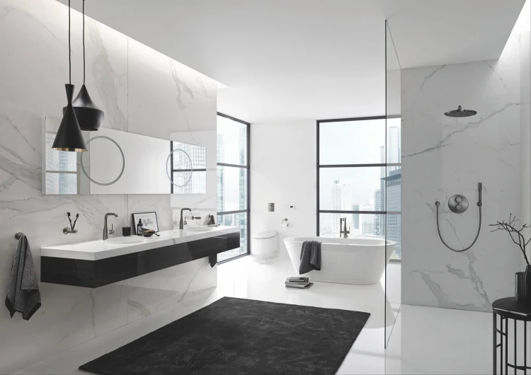 Bateria wannowa GROHE ESSENCE wolnostojąca,  brushed hard graphite 23491AL1