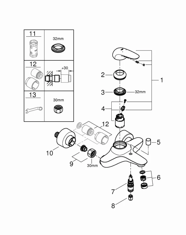 Bateria wannowa GROHE EUROSTYLE chrom 23726003