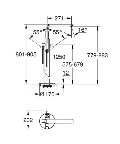 Bateria wannowa GROHE LINEARE wolnostojąca, chrom 23792001