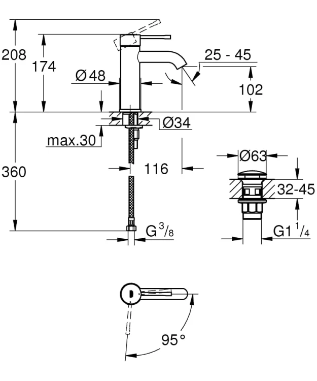 Bateria umywalkowa GROHE ESSENCE chrom 23797001