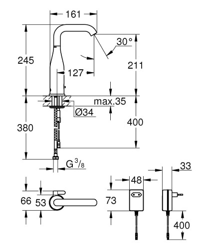 Bateria umywalkowa GROHE ESSENCE E chrom 36444000