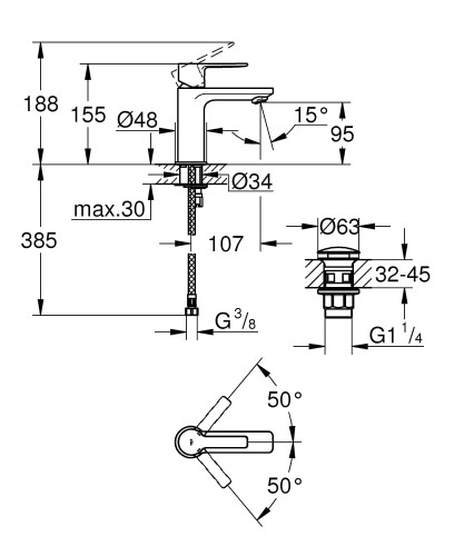 Bateria umywalkowa GROHE LINEARE stal 23791DC1