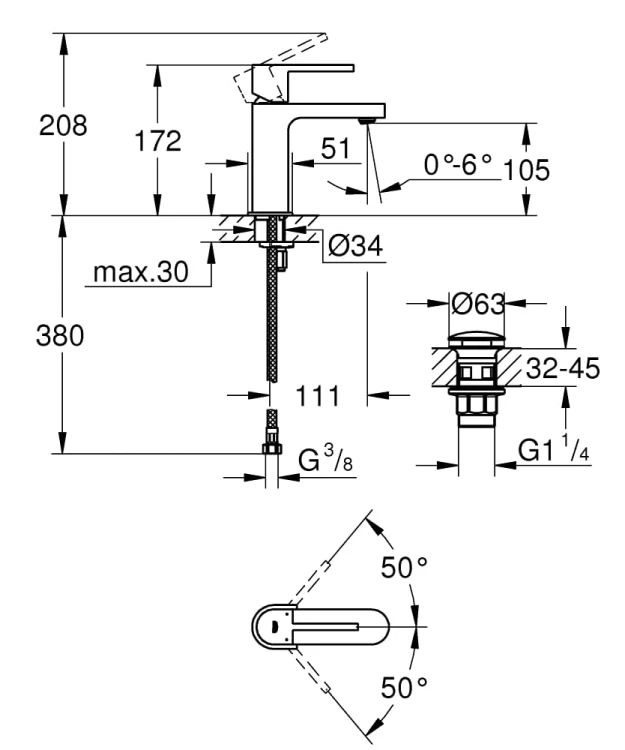 Bateria umywalkowa GROHE PLUS chrom 33163003