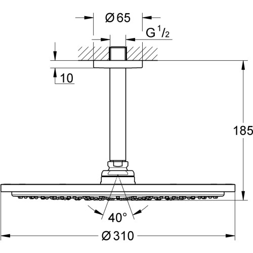 Głowica prysznicowa GROHE RAINSHOWER COSMOPOLITAN sufitowa, chrom 26067000