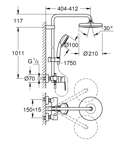 Komplet prysznicowy GROHE TEMPESTA COSMOPOLITAN chrom 26224001