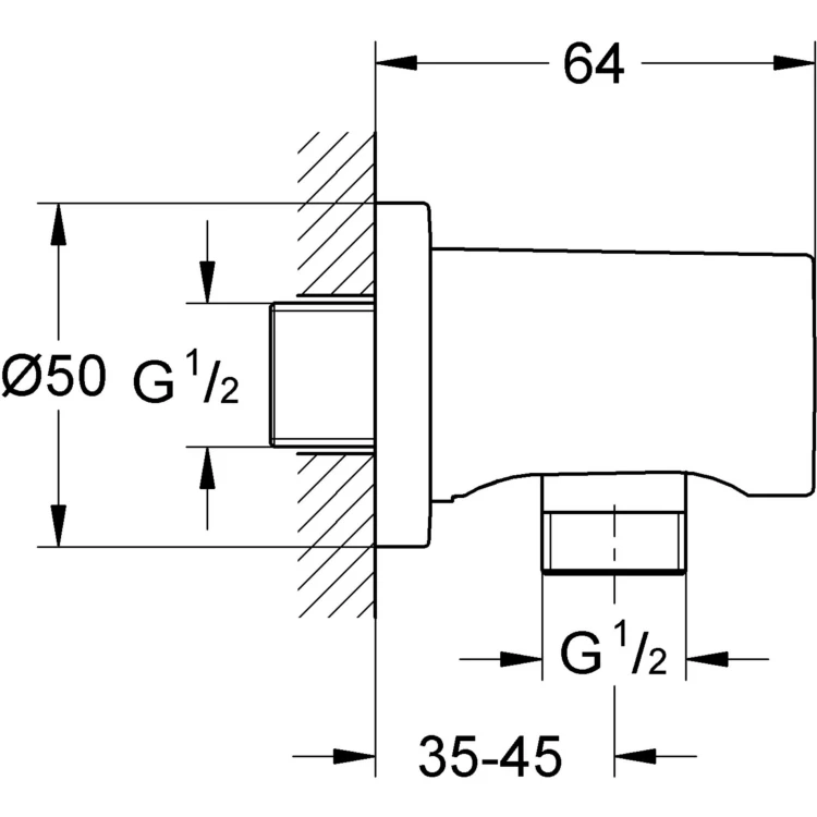 Kolanko przyłączeniowe GROHE RAINSHOWER (rozeta okrągła) Hard Graphite 27057A00