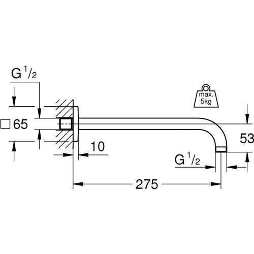 Ramię prysznicowe GROHE RAINSHOWER ścienne, chrom 27488000