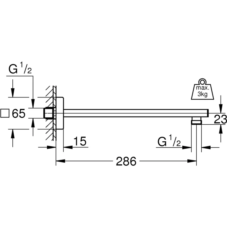 Ramię prysznicowe GROHE EUPHORIA 286mm, chrom 27709000