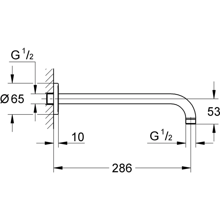 Ramię prysznicowe GROHE RAINSHOWER 286mm, chrom 28576000