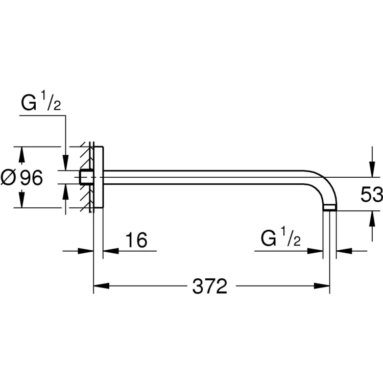 Ramię prysznicowe GROHE RAINSHOWER 378mm, chrom 28982000