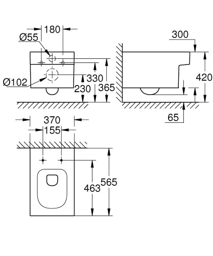 Miska wisząca GROHE CUBE CERAMIC biały 3924500H