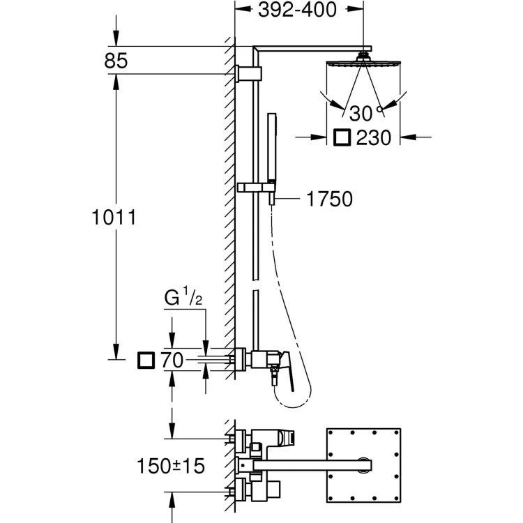 System prysznicowy GROHE EUROCUBE SYSTEM 23147001