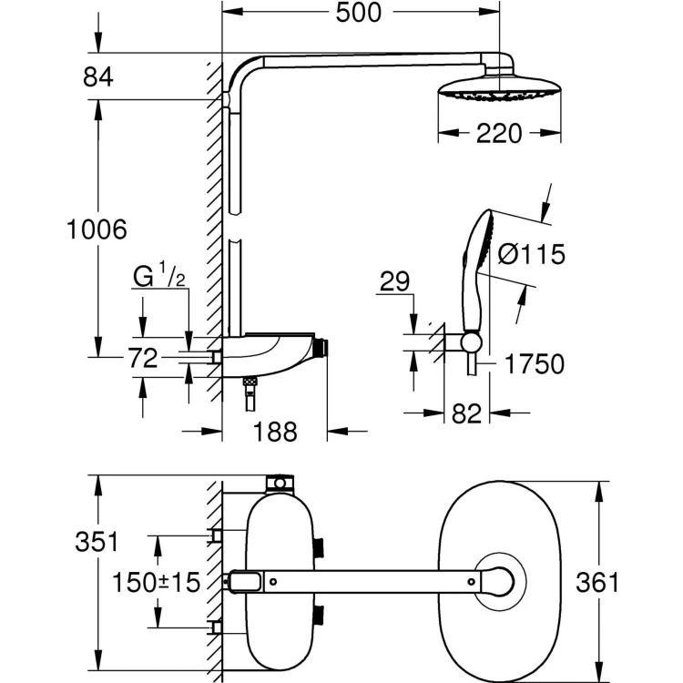 System prysznicowy GROHE SMARTCONTROL Chrom 26361000