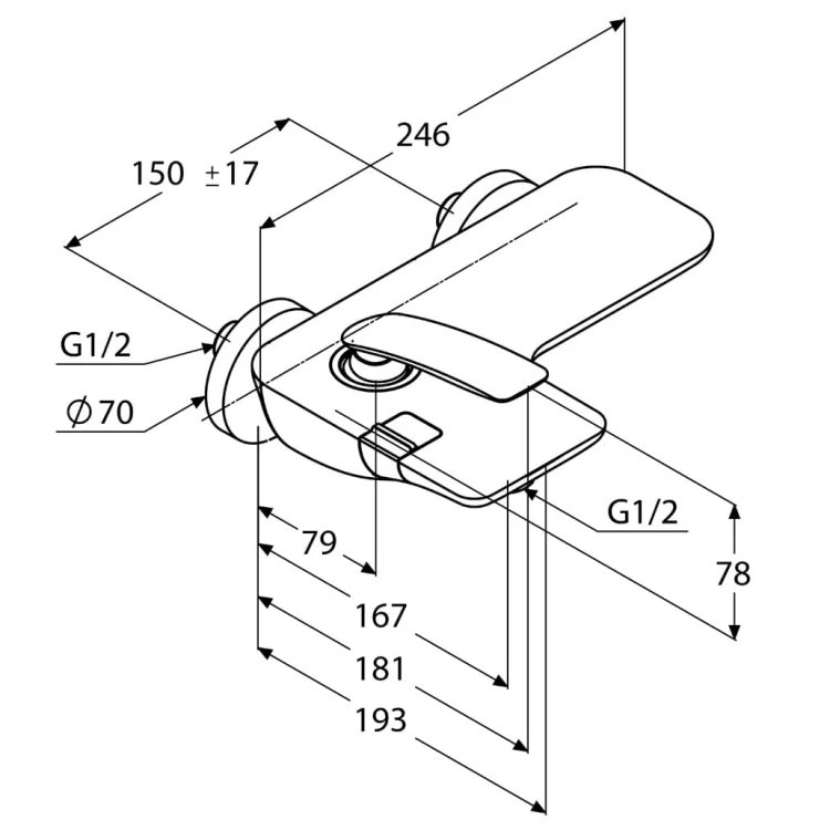 Bateria wannowa KLUDI BALANCE, ścienna, czarny mat/chrom 524458775