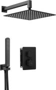 Zestaw natryskowy DEANTE NERO, bateria termostatyczna, deszczownica + zestaw wannowy, czarny BXYZNECT