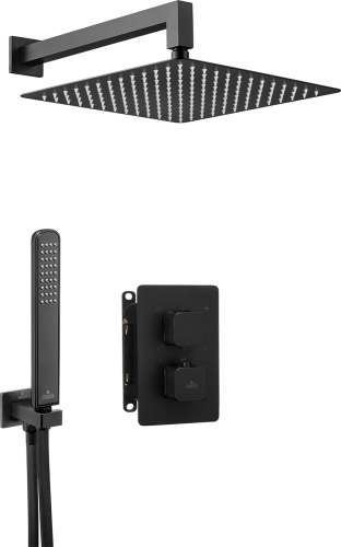 Zestaw natryskowy DEANTE NERO, bateria termostatyczna, deszczownica + zestaw wannowy, czarny BXYZNECT