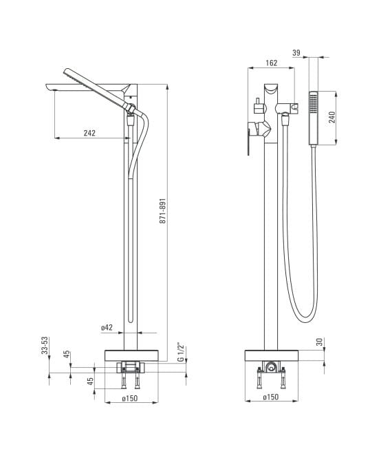 Bateria wannowa DEANTE ALPINIA, wolnostojąca, chrom BGA 017M