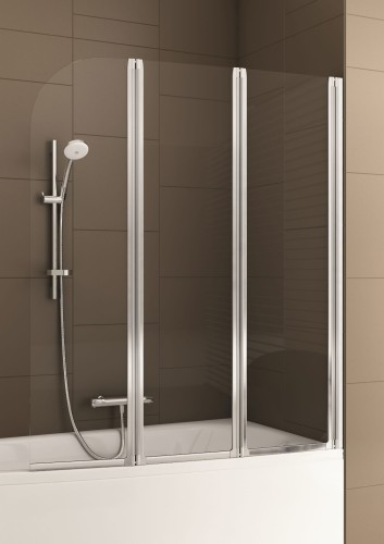 Parawan nawannowy 3-el. KFA MODERN 3 120,5x140cm szkło przezroczyste, chrom mat 170-06956P