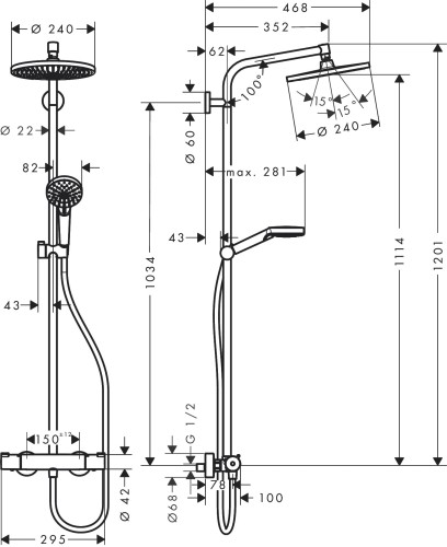 Komplet prysznicowy  HANSGROHE Crometta 240 1jet 27267000