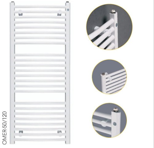 Grzejnik łazienkowy INSTAL PROJEKT OMER 60x69cm, moc 398W, BIAŁY OMER-60/70D50