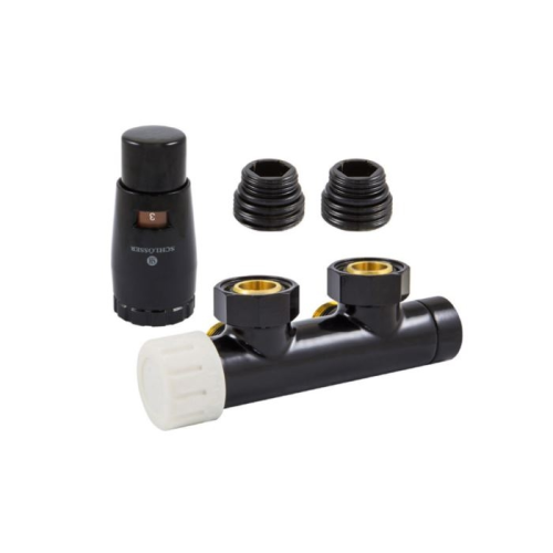 Zestaw przyłączy grzejnika SCHLOSSER DUO-PLEX termostatyczny, kątowy, lewy, czarny 612100102