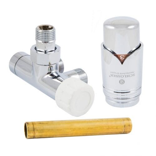 Zestaw przyłączy grzejnika SCHLOSSER jednootworowy, prawy, chrom 602400053