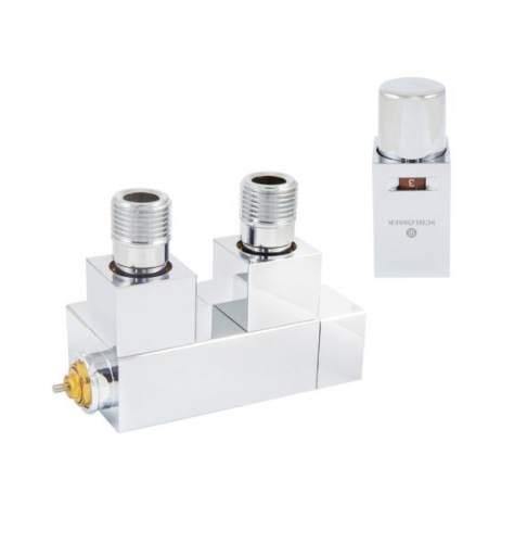 Zestaw przyłączy grzejnika SCHLOSSER DUO-PLEX SQUARE lewy, do PEX, chrom 605900071