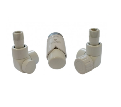 Zestaw przyłączy grzejnika SCHLOSSER EXCLUSIVE prawy, złączka CU, biały 601700102