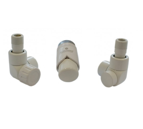 Zestaw przyłączy grzejnika SCHLOSSER EXCLUSIVE trójosiowy, lewy, ze złączką do PEX, biały 601700115