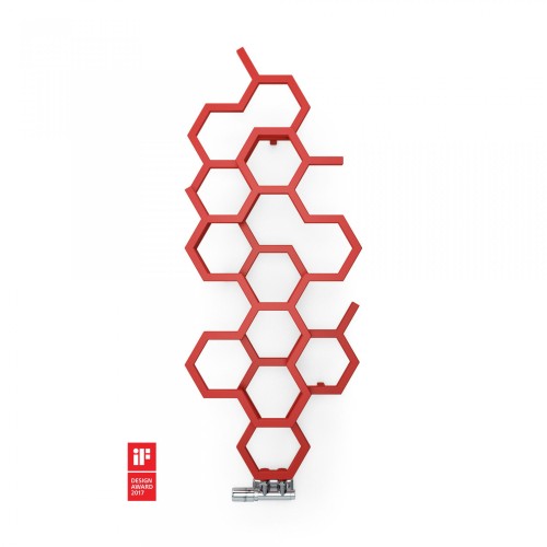 Grzejnik łazienkowy TERMA HEX 83x49cm, moc 248W, podłączenie ZX Czarny RAL 9005 WGH2X082048K9M5ZX