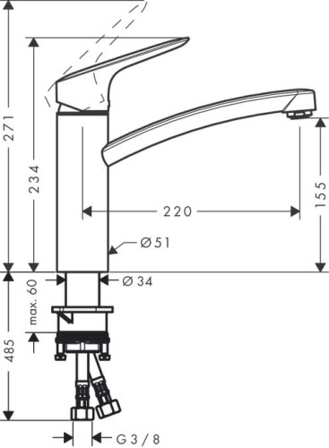 Bateria kuchenna HANSGROHE LOGIS chrom 71839000