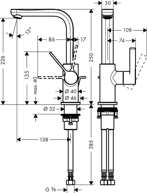 Bateria umywalkowa HANSGROHE METRIS SELECT chrom 31159000