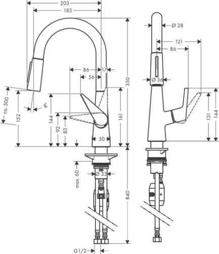 Bateria kuchenna HANSGROHE TALIS chrom 72815000
