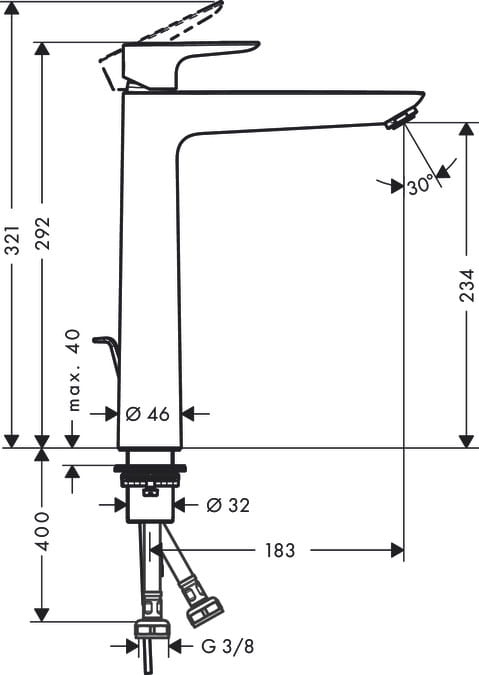 Bateria umywalkowa HANSGROHE TALIS E chrom 71716000