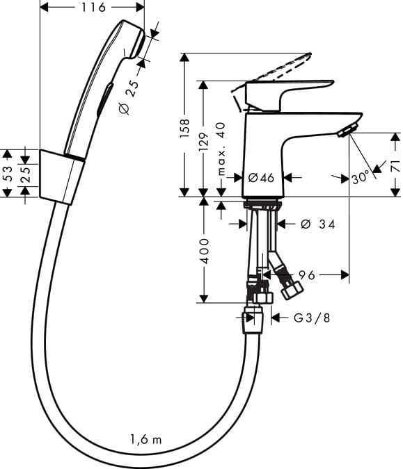 Bateria umywalkowa HANSGROHE TALIS E chrom 71729000
