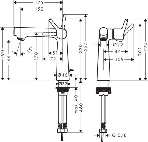 Bateria umywalkowa HANSGROHE TALIS S chrom 72113000