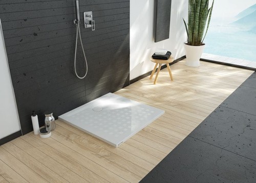 Brodzik kwadratowy SANPLAST SPACE MINERAL 80 x 80cm. Pro Safe, z syfonem, biały 645-410-0020-01-002
