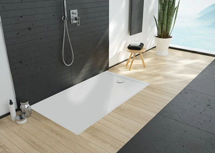 Brodzik prostokątny SANPLAST SPACE MINERAL 70 x 140cm. Pro Safe, z syfonem, biały 645-410-0170-01-002
