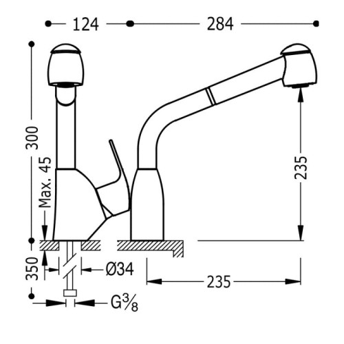 Bateria kuchenna K-TRES TRES stojąca chrom 6944401