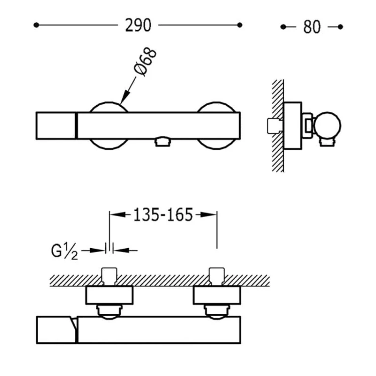 Bateria prysznicowa STUDY TRES chrom 26116701