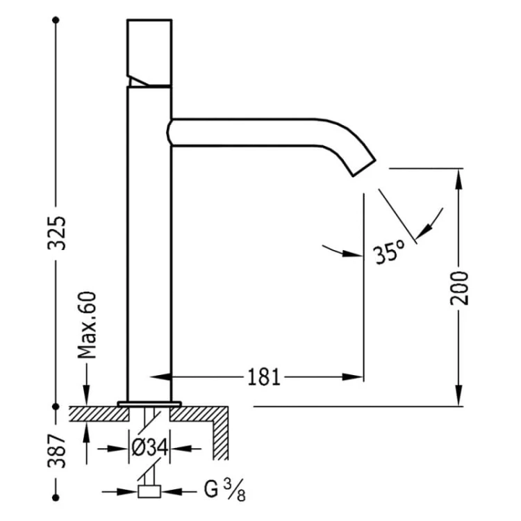 Bateria umywalkowa STUDY TRES stojąca chrom 26130701